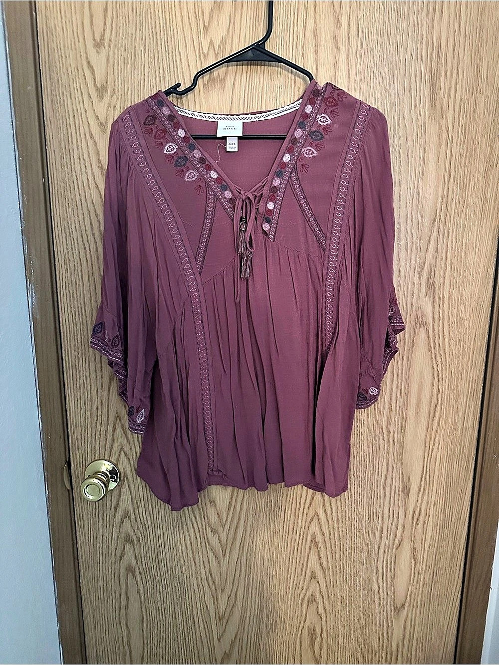 Knox Rose Embroidered Tunic Top in Purple XXL Like New